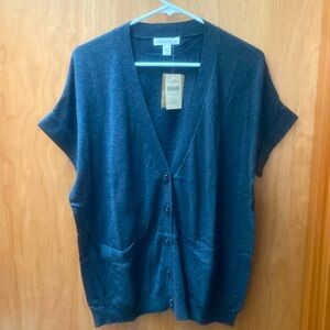 Coldwater Creek short sleeve lightweight button cardigan in dark gray. L